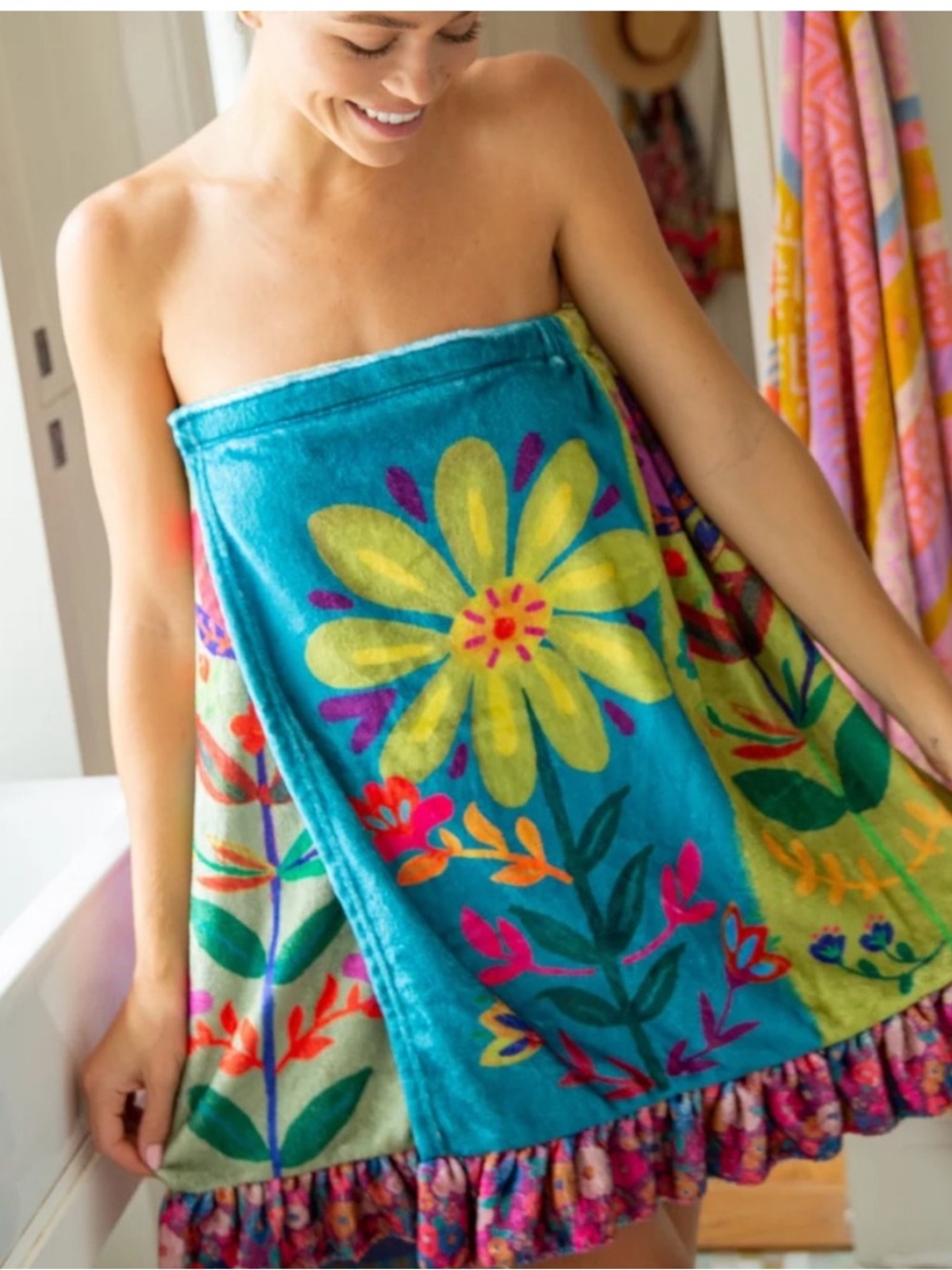 Natural Life Shower Body Towel Wrap - Flowers Small / Medium - Picture 2 of 3